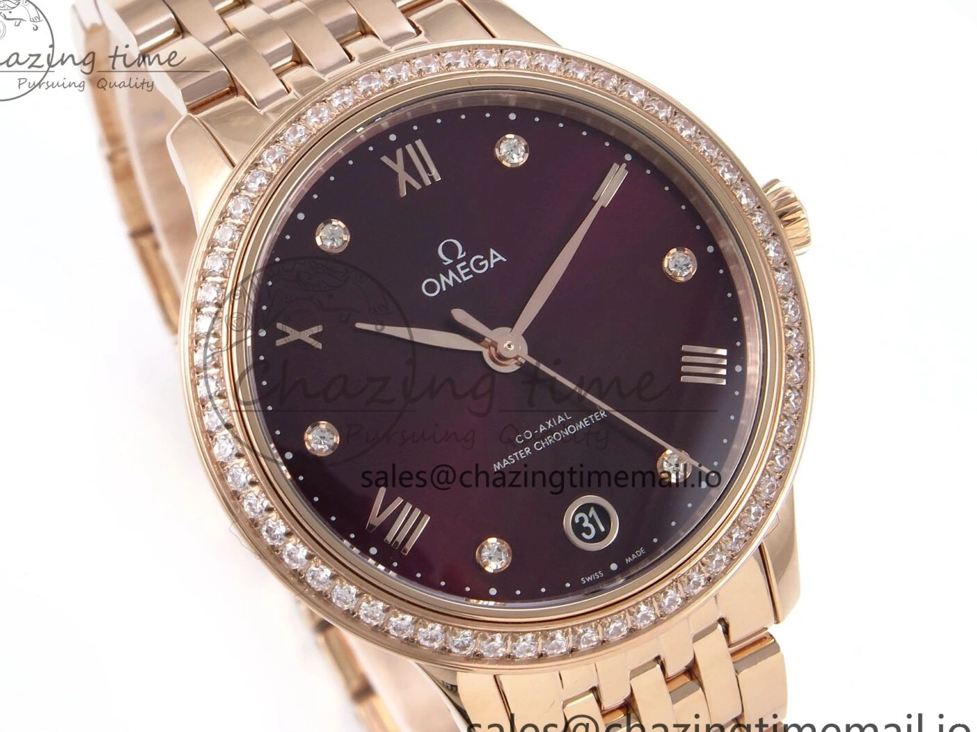 0102 De Ville Prestige Ladies RG VSF 1:1 Best Edition Brown Diamonds Dial on RG Bracelet A Sophisticated 7681